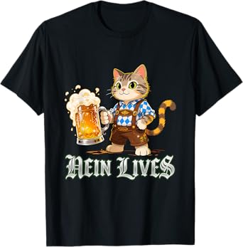Funny Oktoberfest Cat Lovers Nein Lives Beer T-Shirt