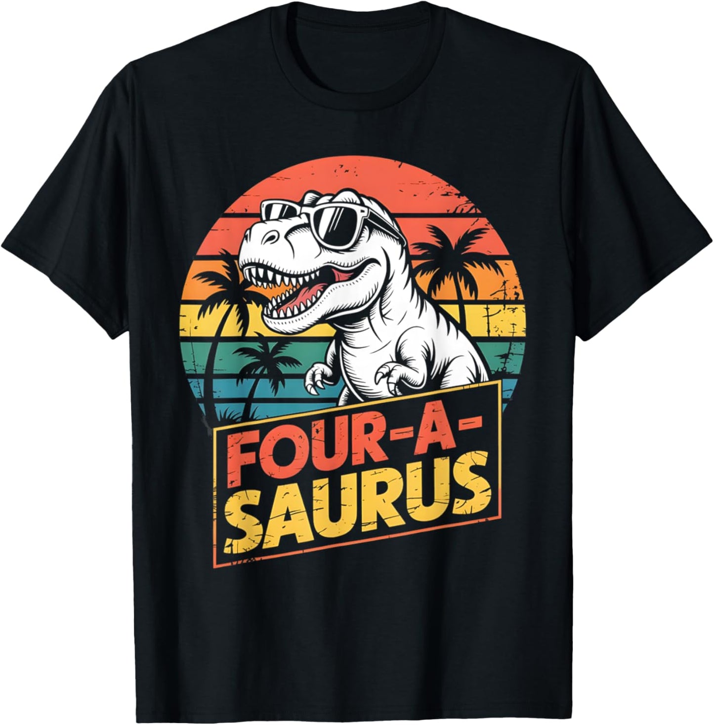 4 Year Old Dinosaur Birthday 4th T Rex Dino Four Saurus T-Shirt