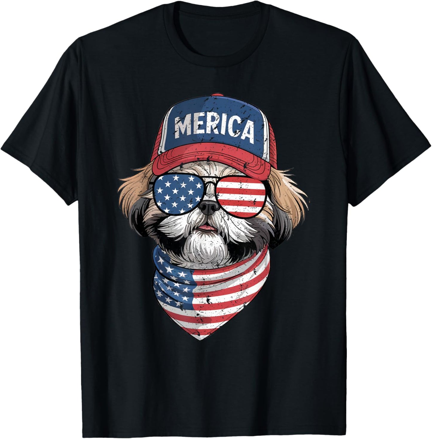 Shih Tzu 4th Of July Us American Flag Dog Patriotic T-shirt