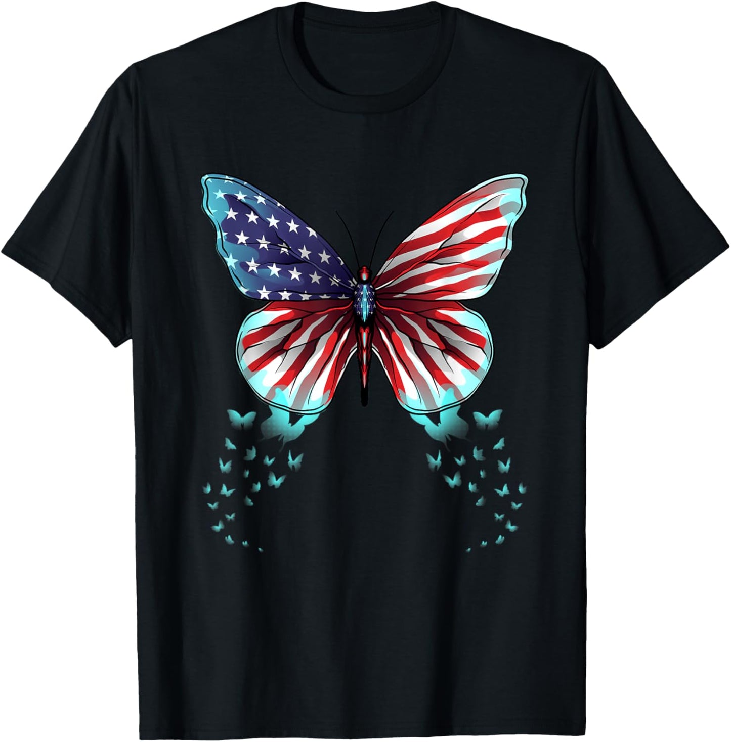 Butterfly USA Flag Cute 4th Of July Funny American Girl Gift T-Shirt