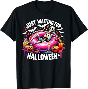 Summer Skeleton Jack O Lantern Just Waiting For Halloween Men Women Kids T-Shirt