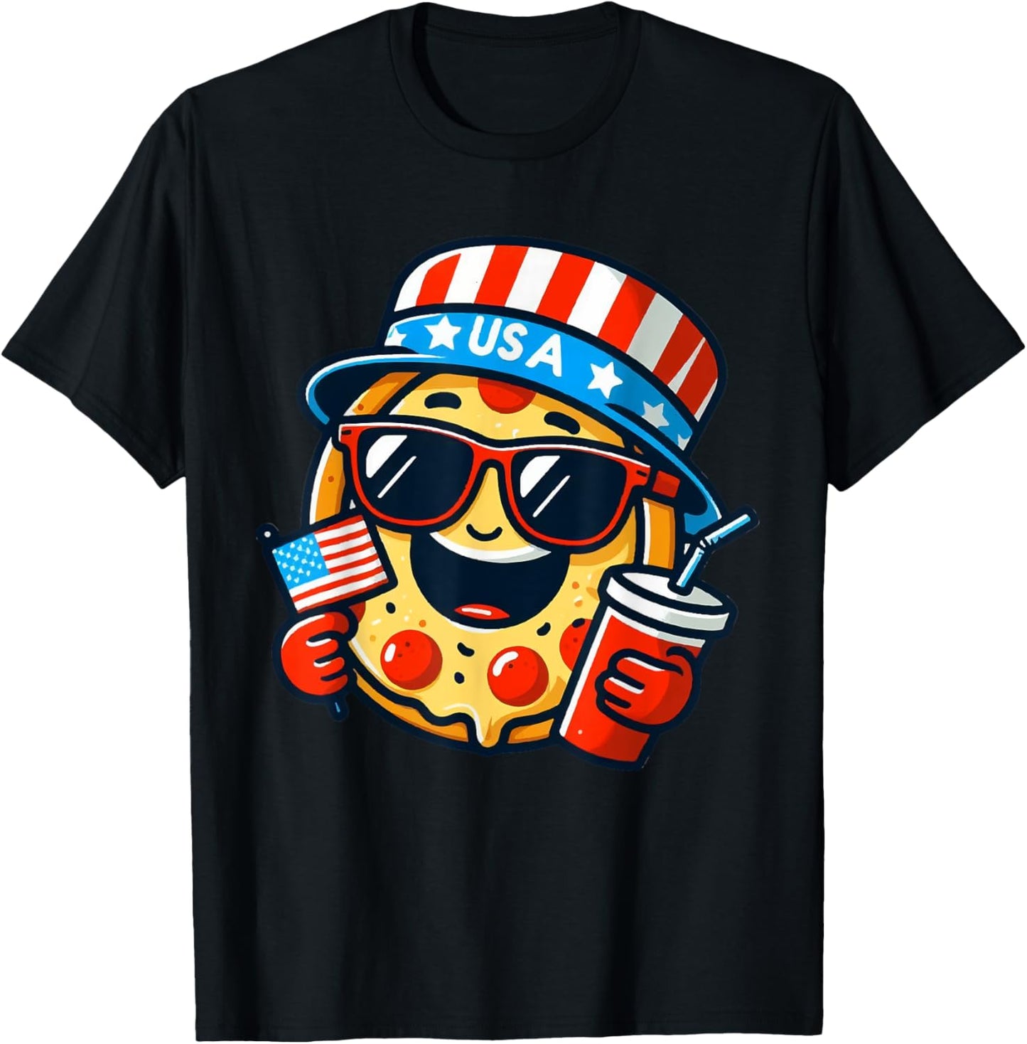 4th Of July Pizza Funny Fourth Of July Patriotic Usa Flag T-shirt
