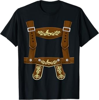 Lederhosen Suspenders Oktoberfest costume Bavarian Beer men T-Shirt