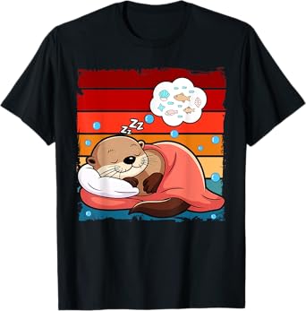 Otter Sleeping Animal Pajamas Nap PJs Outfit Sea Otter T-Shirt