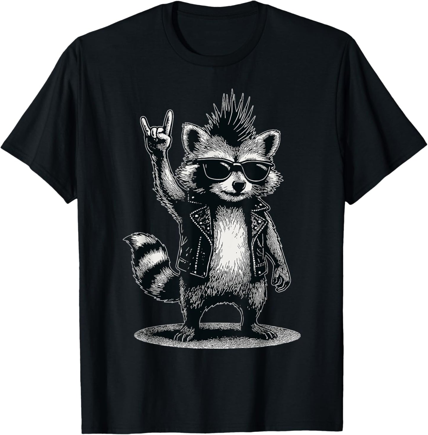 Retro Raccoon Rock Music Men Kids Women Funny Raccoon T-Shirt