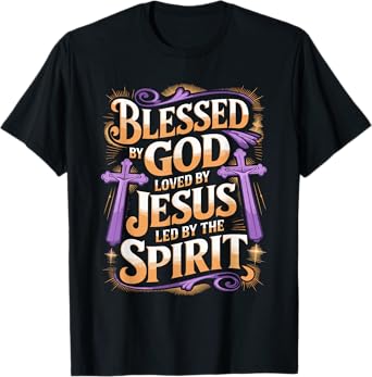 Purple Floral Cross Faith Affirmations for Christians T-Shirt