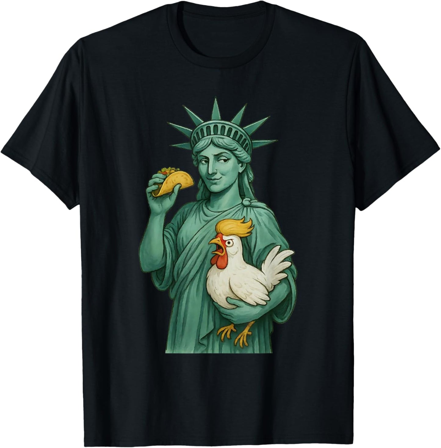 Statue of Liberty Funny Patriotic Let's Go Taco T-Shirt