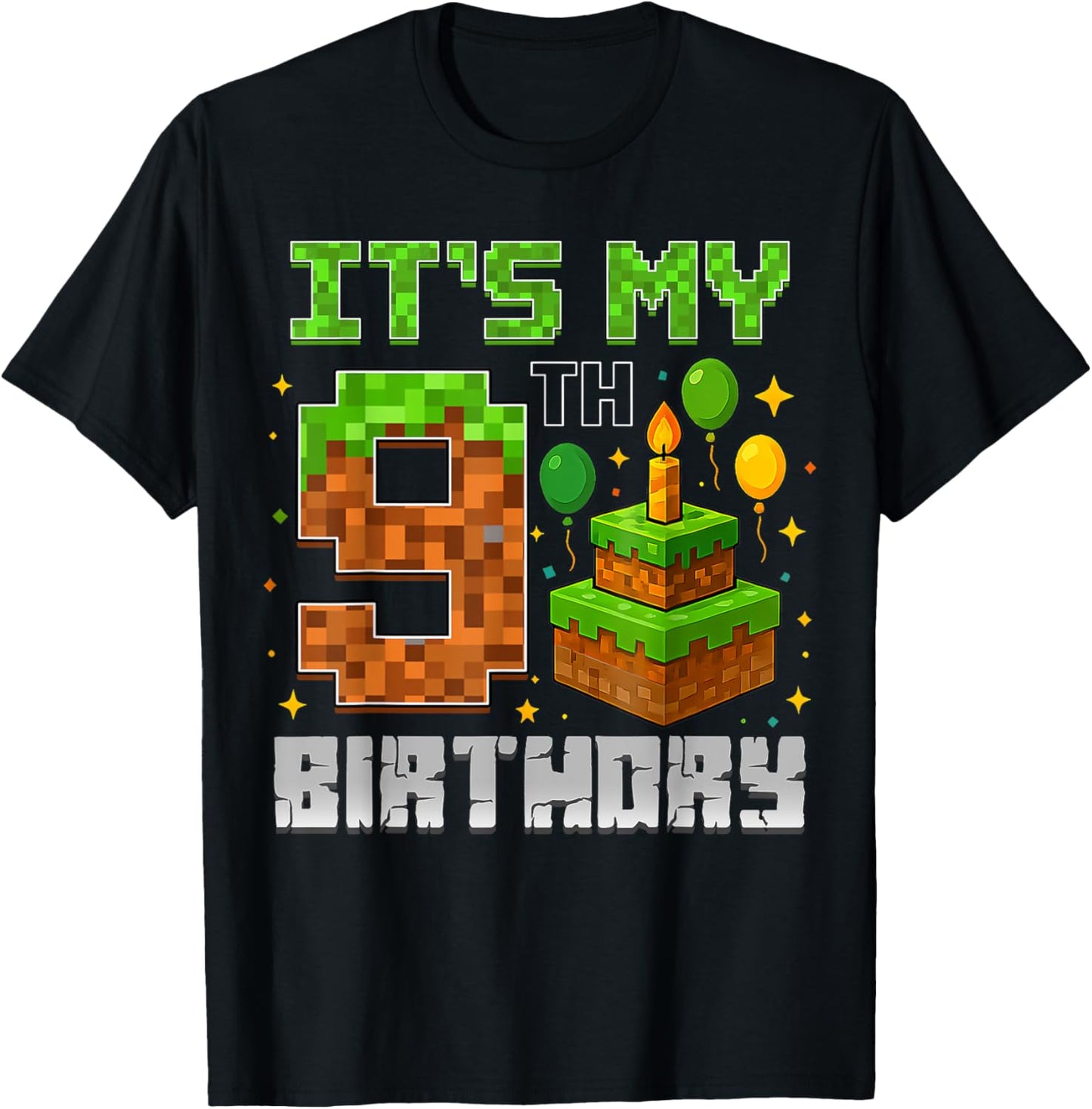 Birthday Boy It's My 9th Birthday Gamer Pixel Boy Kid T-Shirt