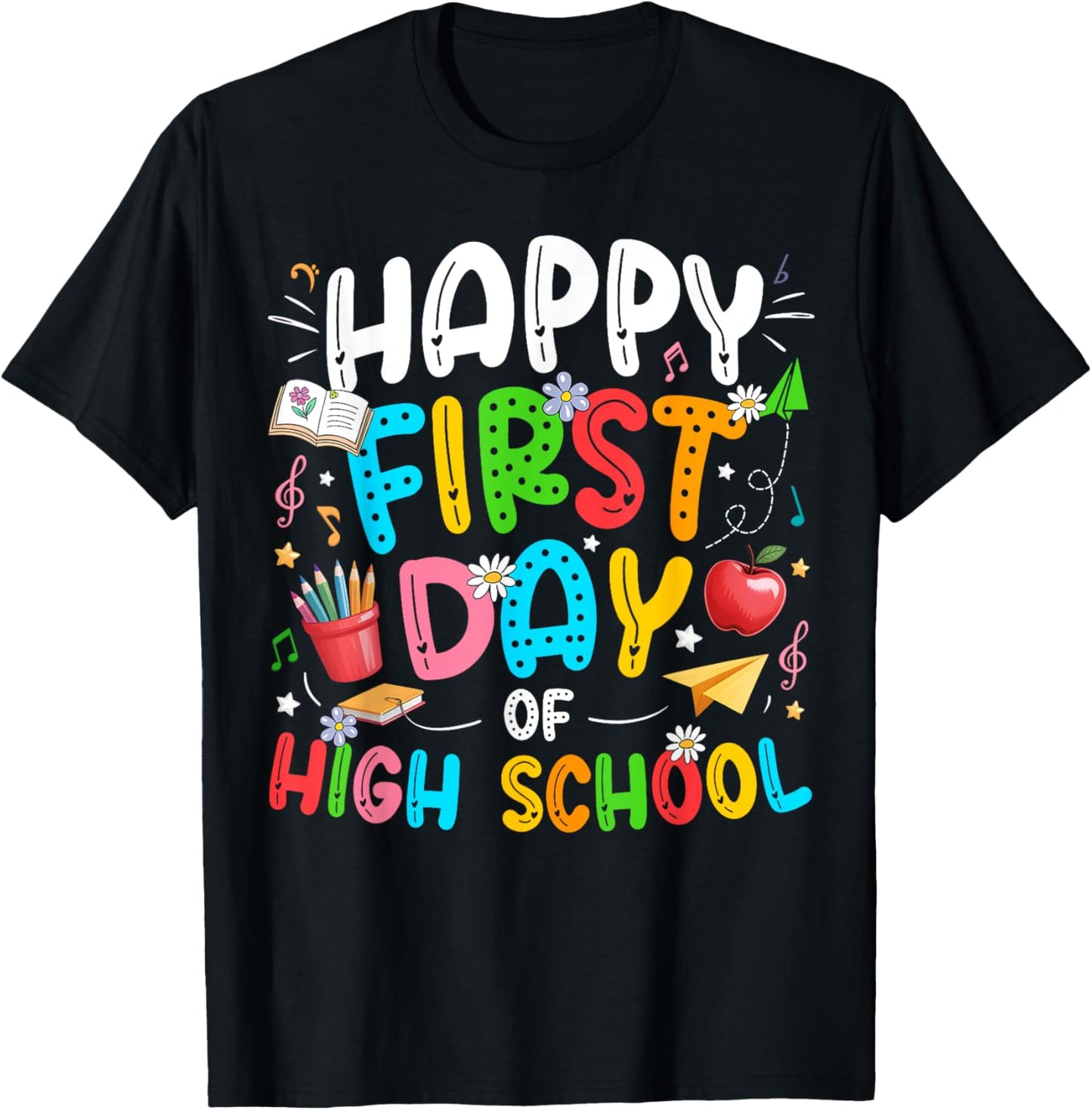 Happy First Day Of High School Groovy High School Teacher Back To School Tee by TeeBrew