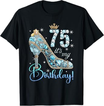 It's My 75th Birthday Women Queen Diamond Crown 75 Year Old T-Shirt