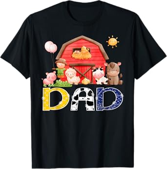 Dad Red Farm Cow Birthday Boy Party Matching Family T-Shirt