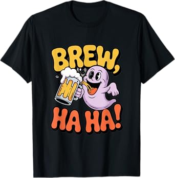 Brew Haha Ghost Funny Halloween Beer Lover T-Shirt