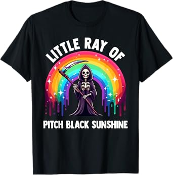 Little Ray Of Pitch Black Sunshine Death Rainbow Halloween T-Shirt for Men Women