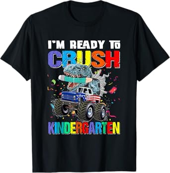 I'm Ready To Crush Kindergarten Monster Truck Dinosaur Boys T-Shirt