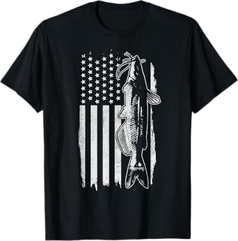 Catfish American Flag Patriotic Fishing T-Shirt
