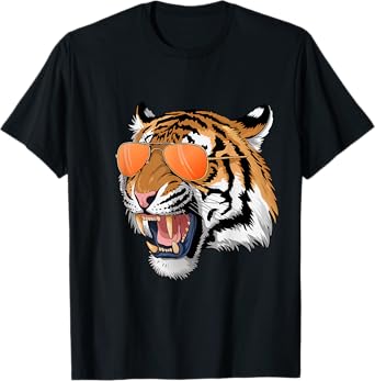 Cool Growling Bengal Tiger with Sunglasses T-Shirt