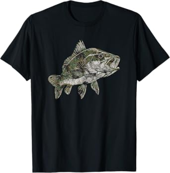Fishing Camo Pattern Bass Fish Camouflage T-Shirt
