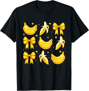 Banana Coquette Bow Yellow Bananas T-Shirt