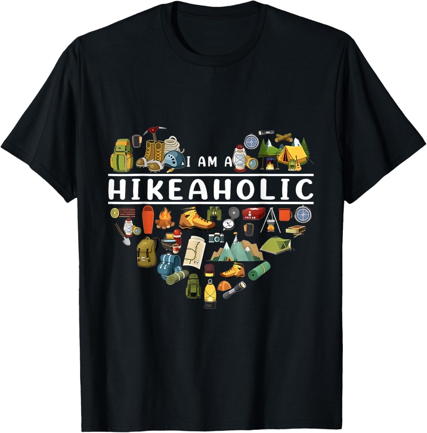 I Am A Hikeaholic Hiking Addict Vintage Nature Sunset Tee by TeeBrew