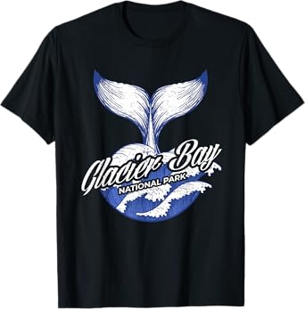 Vintage Whale Tail And Ocean Waves Glacier Bay Alaska T-Shirt
