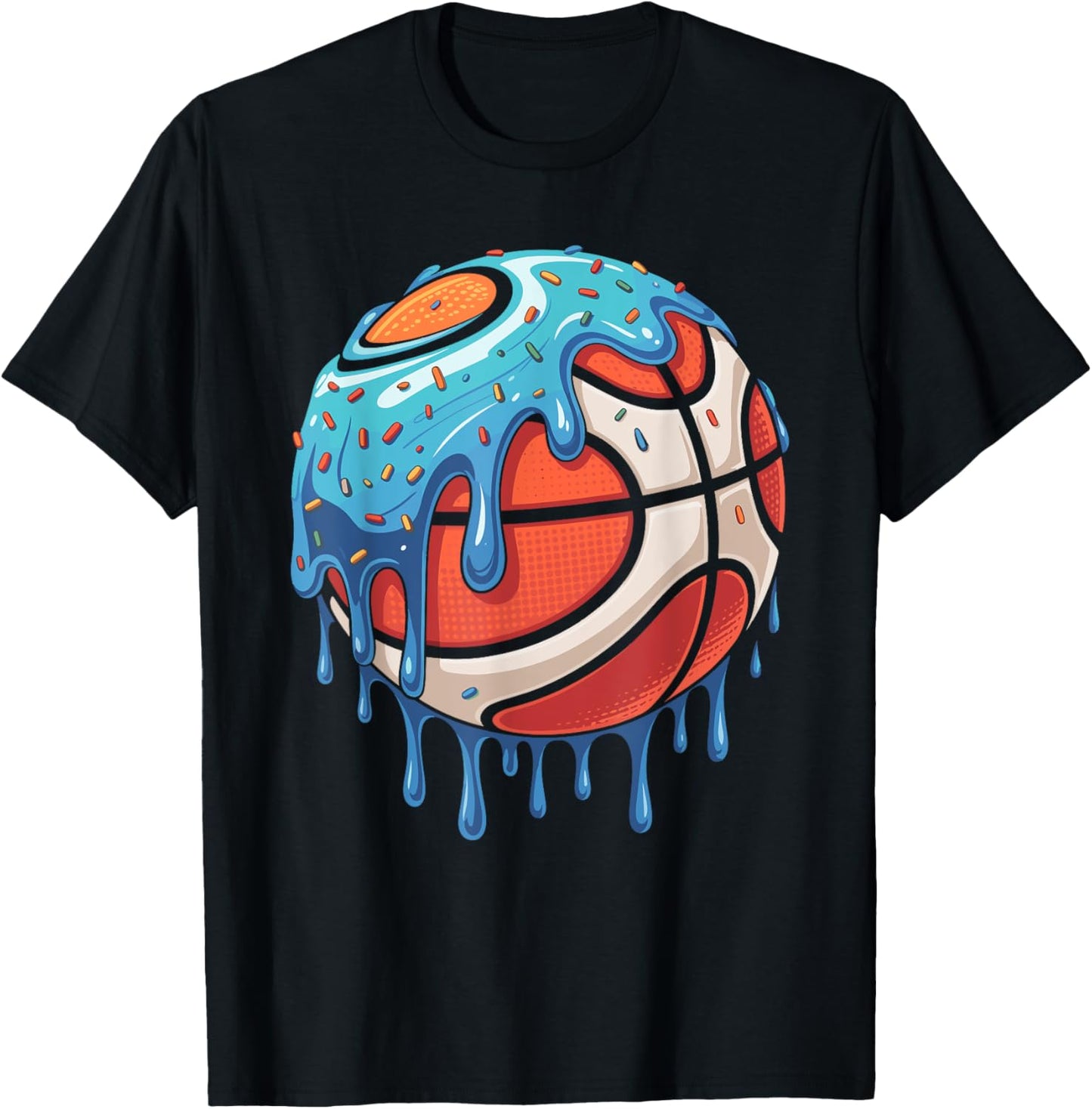 Basketball Drip Ice Cream Drip Sprinkles Summer T-Shirt