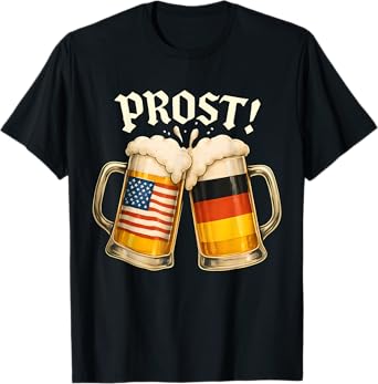 Prost Beer German American Flag T-Shirt Oktoberfest Men Mug T-Shirt