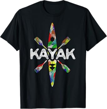 Colorful Kayak Kayaking Kayaks Canoeing Paddling Vacation T-Shirt