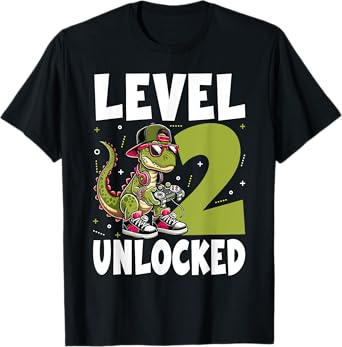 2nd Birthday Dinosaur 2 Years Old Boys T-Shirt