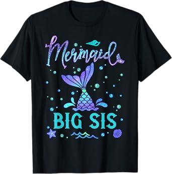 Mermaid Big Sis Matching Birthday Squad Party Mermaid Tail T-Shirt