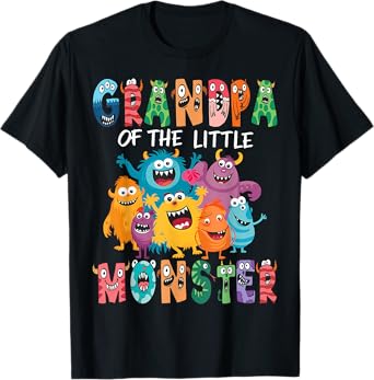 Grandpa Of The Little Monster Kids 1St Birthday Party T-Shirt