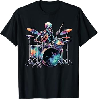 Skeleton Playing Drums Lover For Drummers T-Shirt