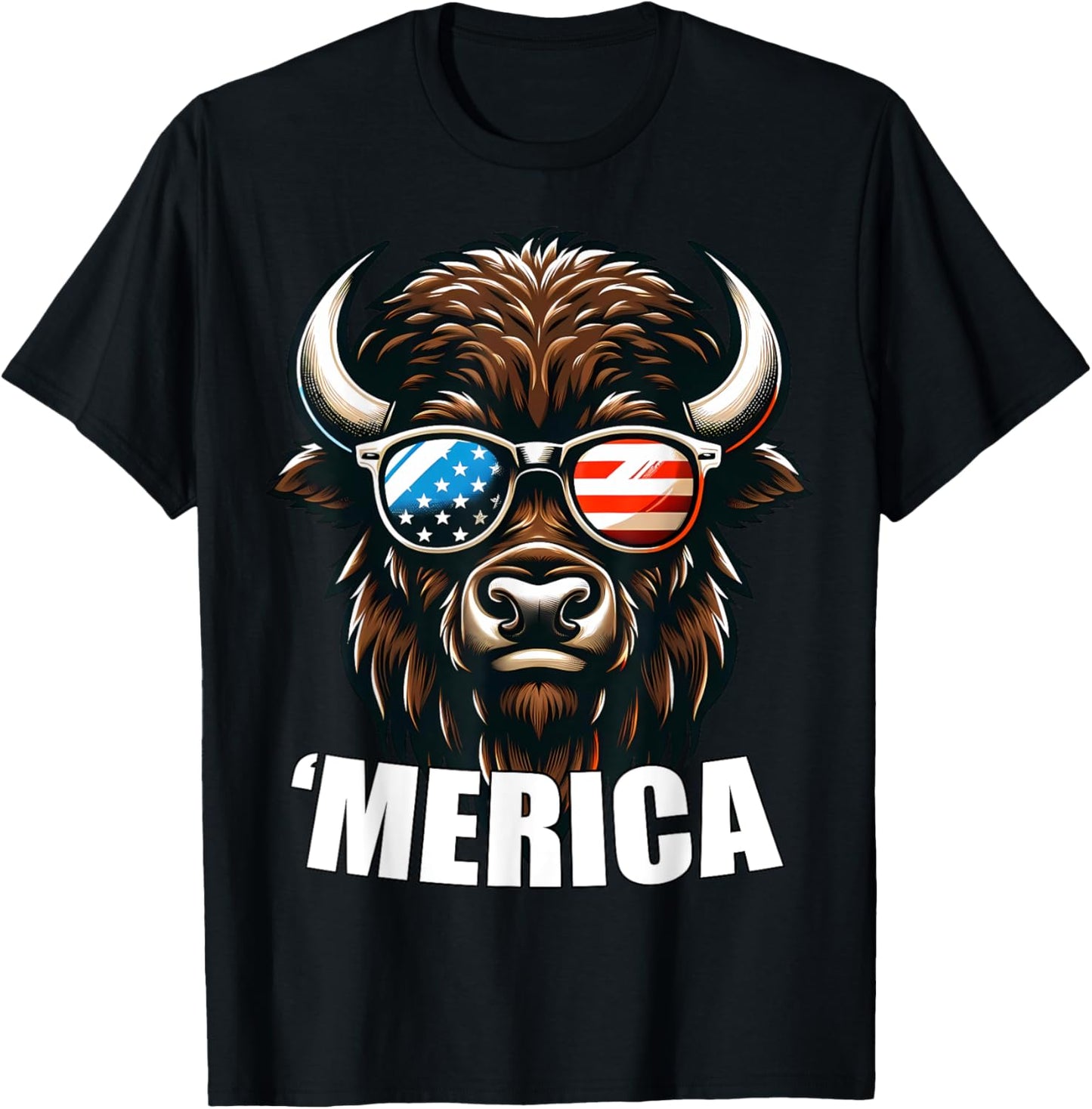 Merica Bison Funny American Patriotic USA 4th of July T-Shirt