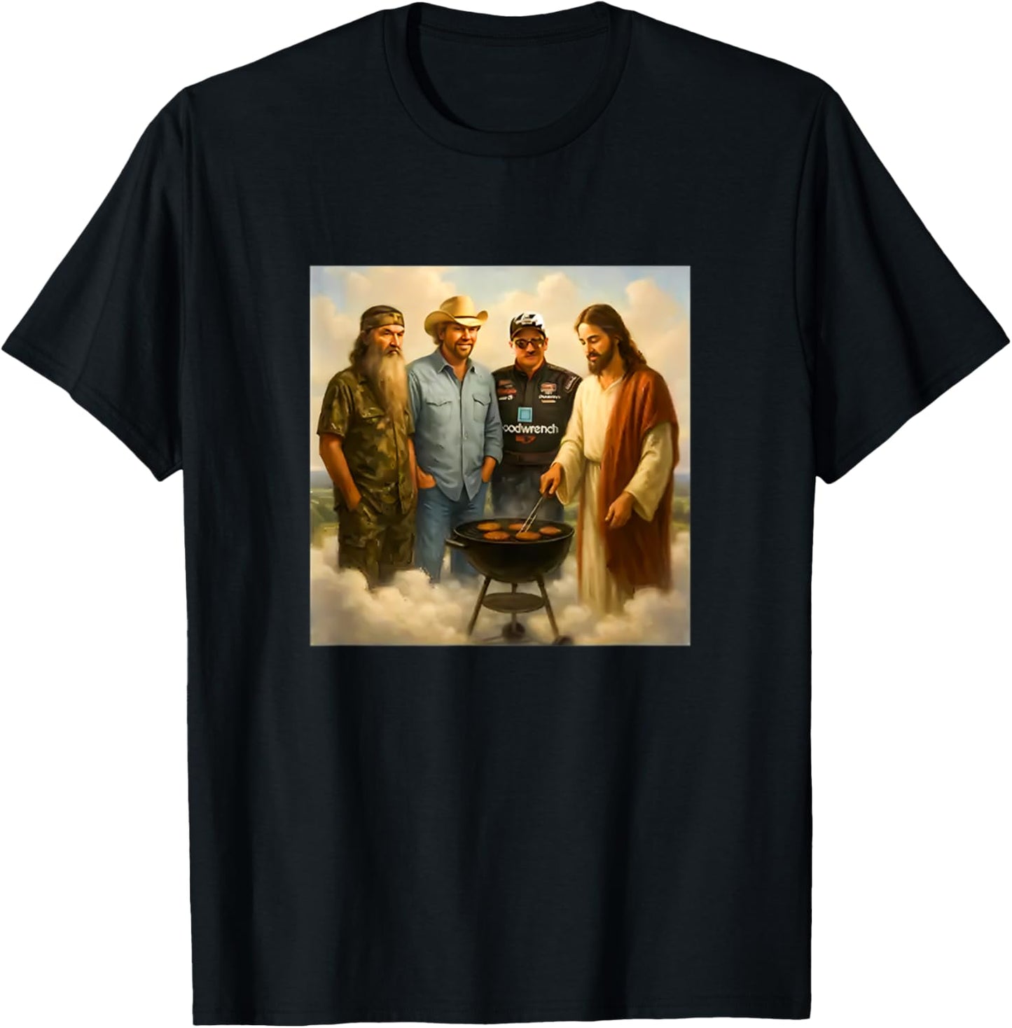 The Real Gang Meet Up In Heaven Phil Funny Meme BBQ T-Shirt