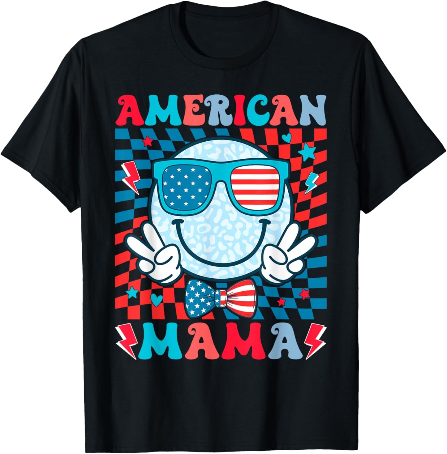 Patriotic American Mama July 4th Usa Flag Pride Look Women T-shirt