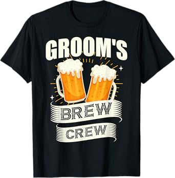 Groom's Brew Crew Beer Wedding Party Bachelor Party T-Shirt