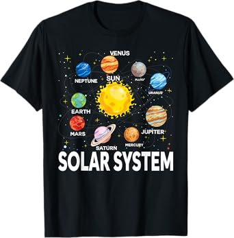 Solar System Planets Science Space Boys Girls STEM Kids T-Shirt