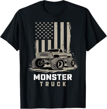 Monster Truck American Flag Racing USA Patriotic 4th Of July T-Shirt