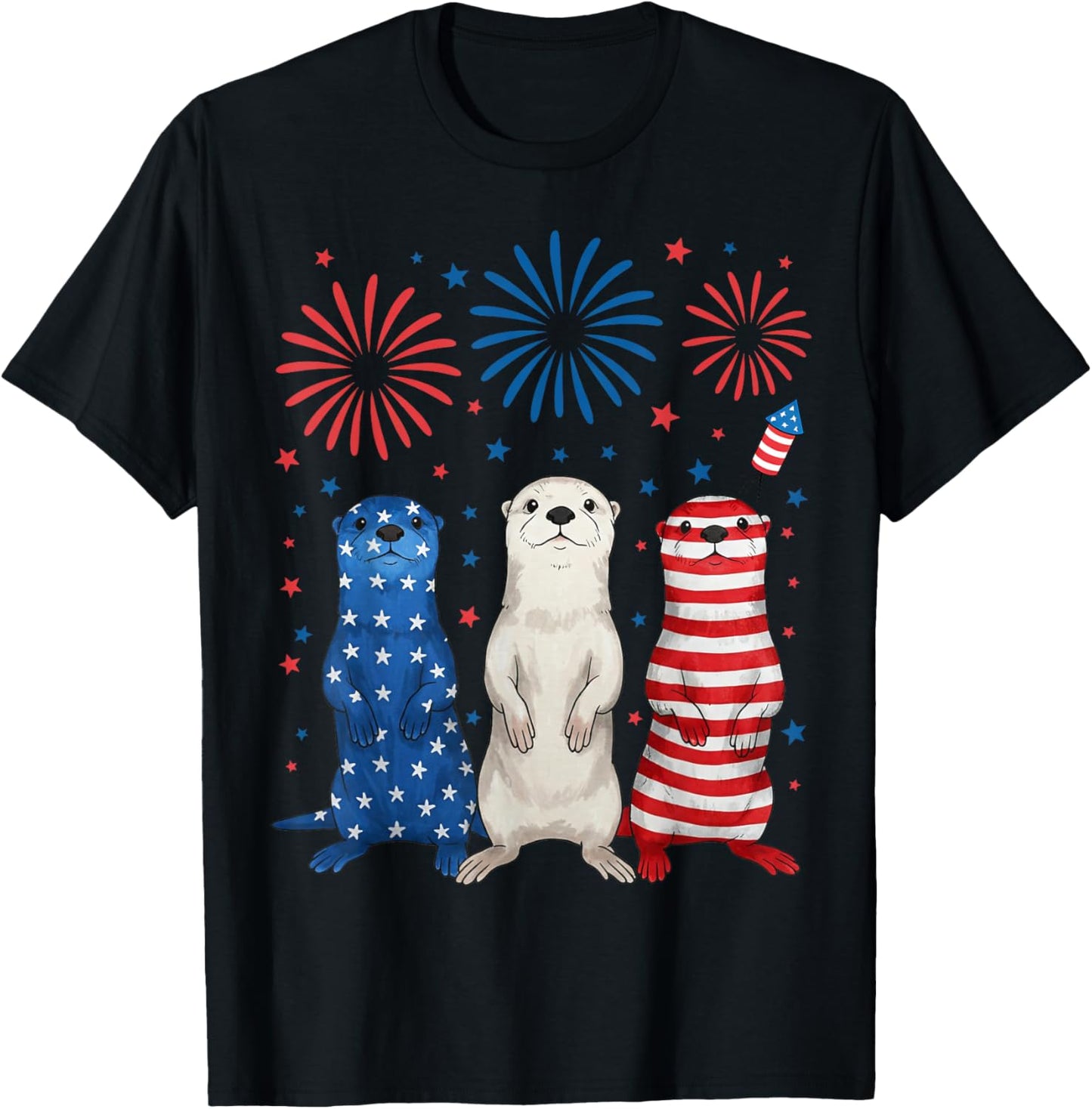Funny Patriotic Otters USA Flag 4th of July Otter Lover T-Shirt