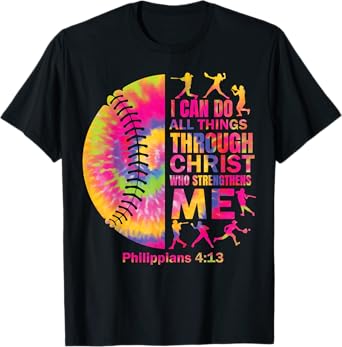 Women Christian Christ Softball t Shirt Teen Girls Tie Dye T-Shirt