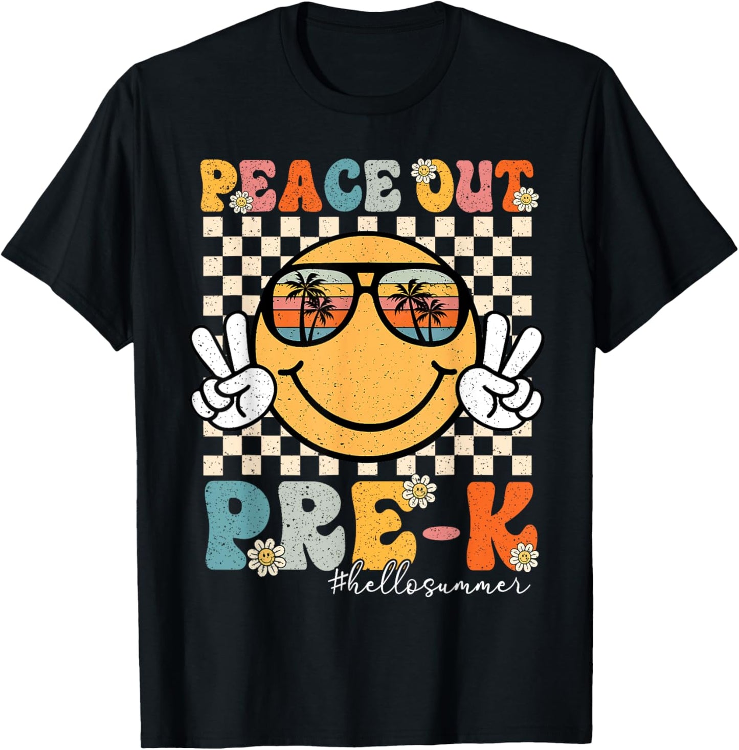 Peace Out First Grade Hello Summer Last Day Of School Retro T-Shirt