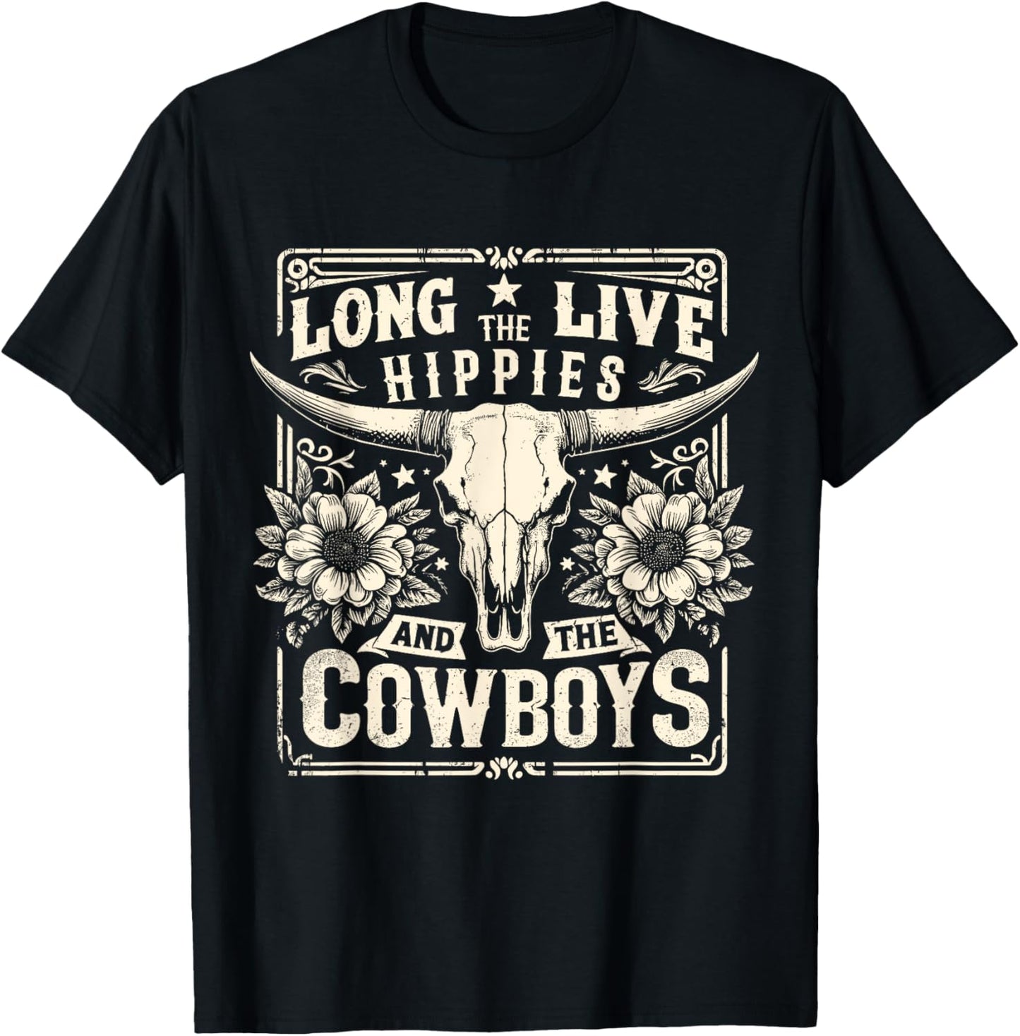 Long Live The Hippies And The Cowboys Country T-Shirt