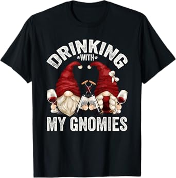 Cute Wine Gnomes Loves Drinking With My Gnomies Funny Gnome T-Shirt