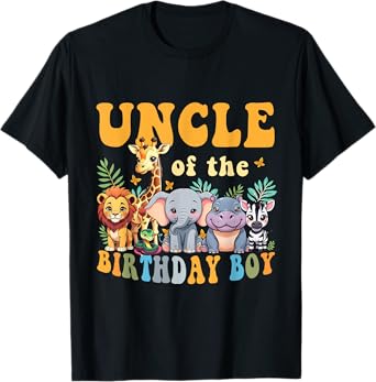 Uncle of the Birthday Boy Kids Safari Jungle Animal Matching T-Shirt
