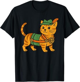 Octoberfest Lederhosen Cat Beer Festival Funny Oktoberfest T-Shirt
