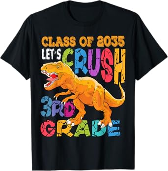 Ready Crush 3rd Grade Dinosaur First Back to School Kid Boy T-Shirt