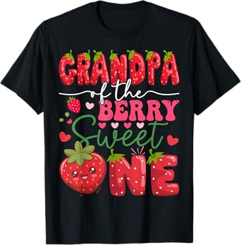 Grandpa Of The Berry Sweet One Strawberry 1St Birthday T-Shirt