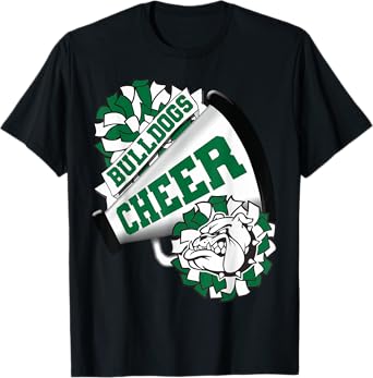 Bulldogs Cheerleading Back To School Cheer Team Spirit Green T-Shirt