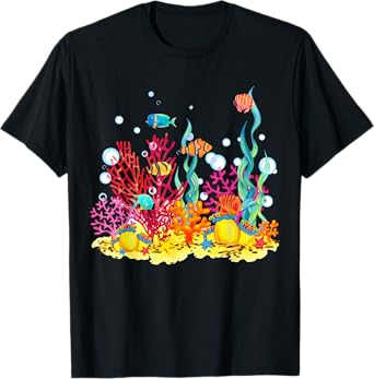Watercolour coral reef with fish, beautiful underwater world T-Shirt