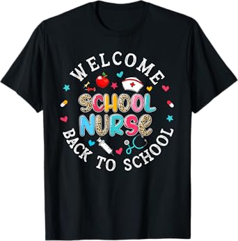 Welcome Back To School Nurse Leopard First Day Of School T-Shirt