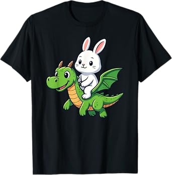 Funny Rabbit Bunny Dragon Riding Zoo Day Boys Girls Kids T-Shirt